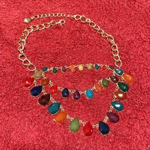 Ann Taylor Multicolored 3-Tiered Goldtone Necklace